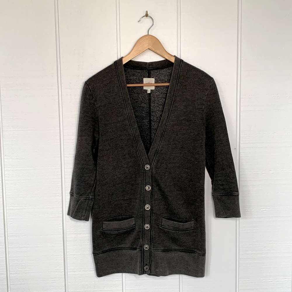 Comfy Fleece Button Front Cardigan w/ 3/4 length sleeves